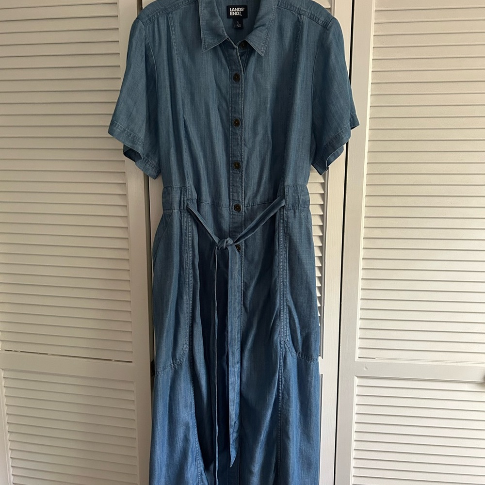 Lands End Women's Blue Denim Dress